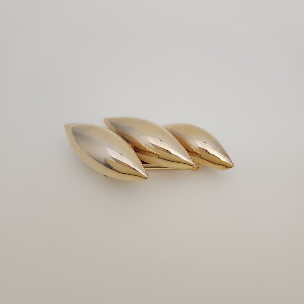 Vintage Brooch Pin Gold Tone Abstract 3D Evening Event Formal Chic Business